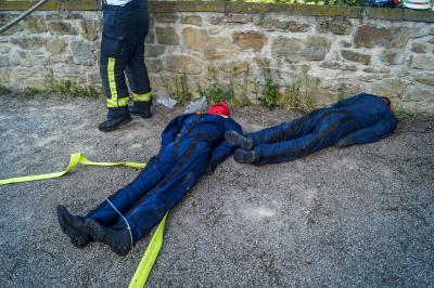 Asperg: Gebaeudebrand in der JVA Hohenasperg - Feuerwehr & Justiz erproben den Ernstfall